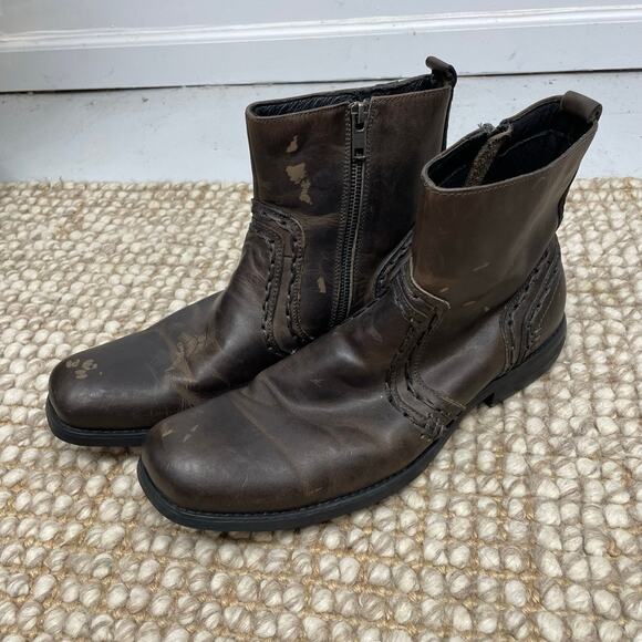 Bed Stu Revolution Boots SZ 10.5 Dark Brown Distressed Leather Men's Boots EUC - Picture 3 of 9